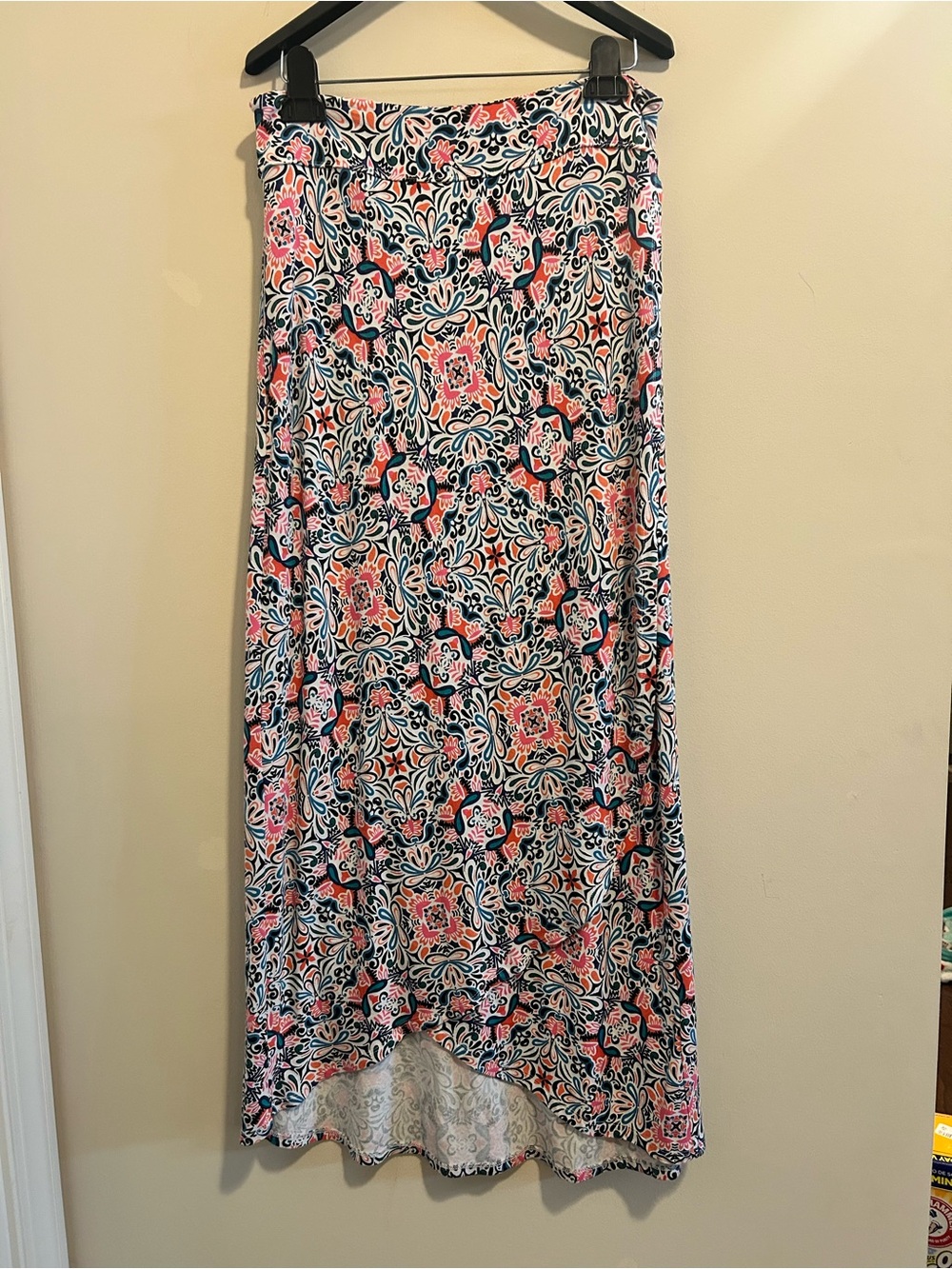 Cynthia Rowley‎ Pink and Navy Stretchy Floral Maxi Skirt